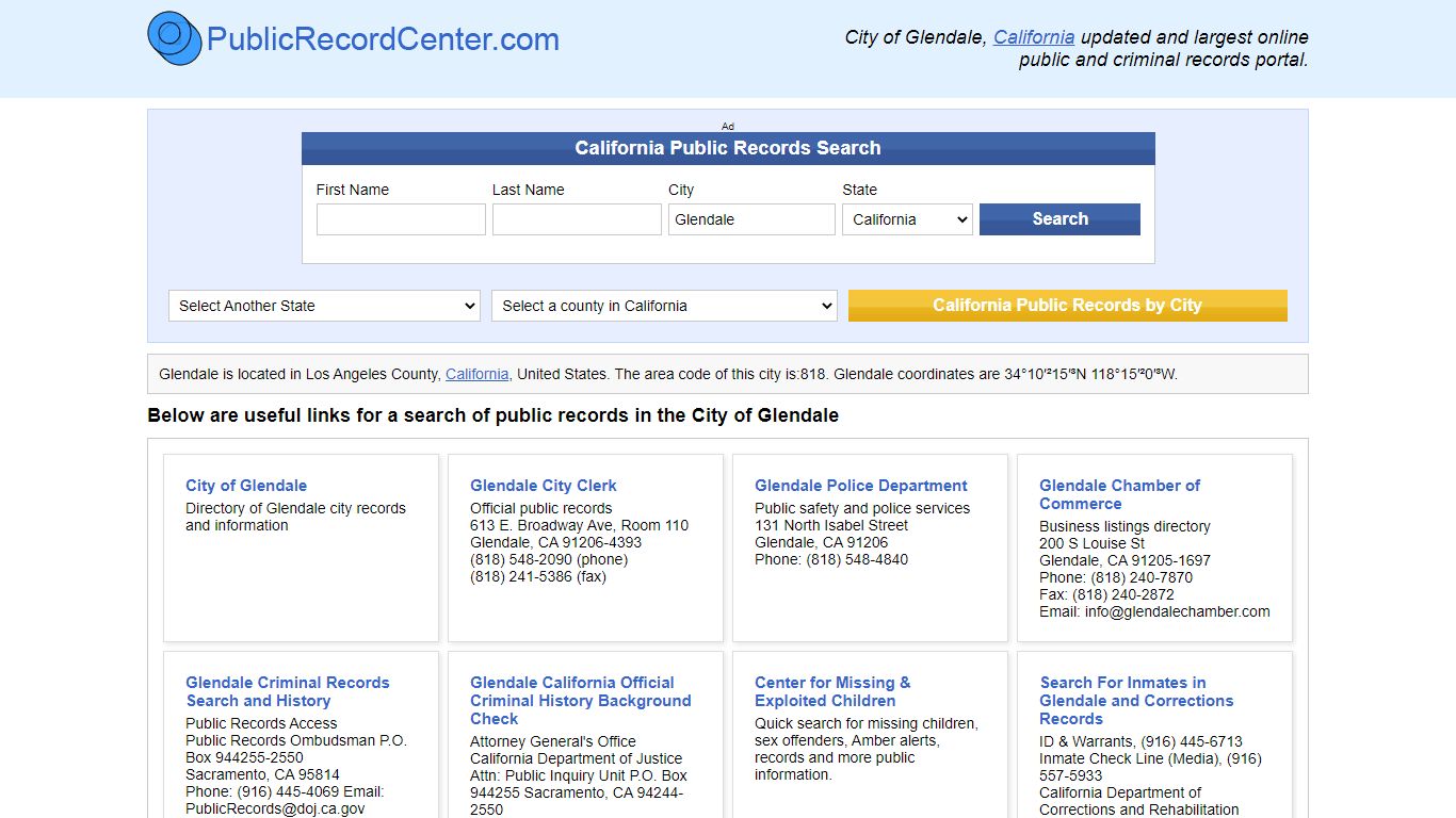 Glendale, California Public Records and Criminal ...